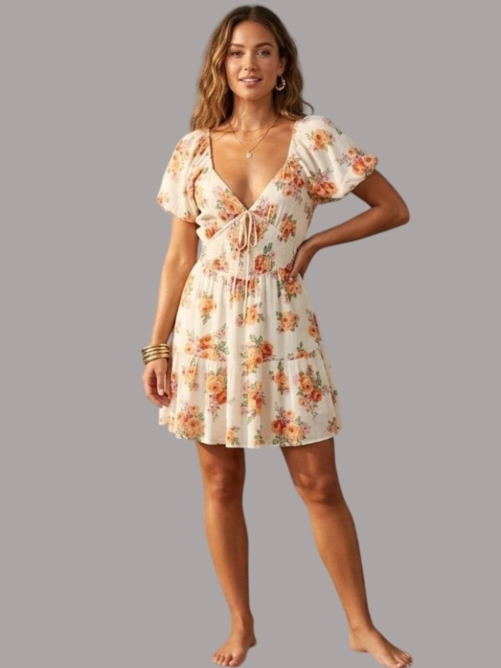 NWT Coco + Jaimeson Mini Dress Women's Bridal Blush Floral Design Lined Puff